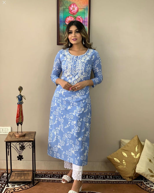 Rayon Embroidered Kurta and Pant Set
