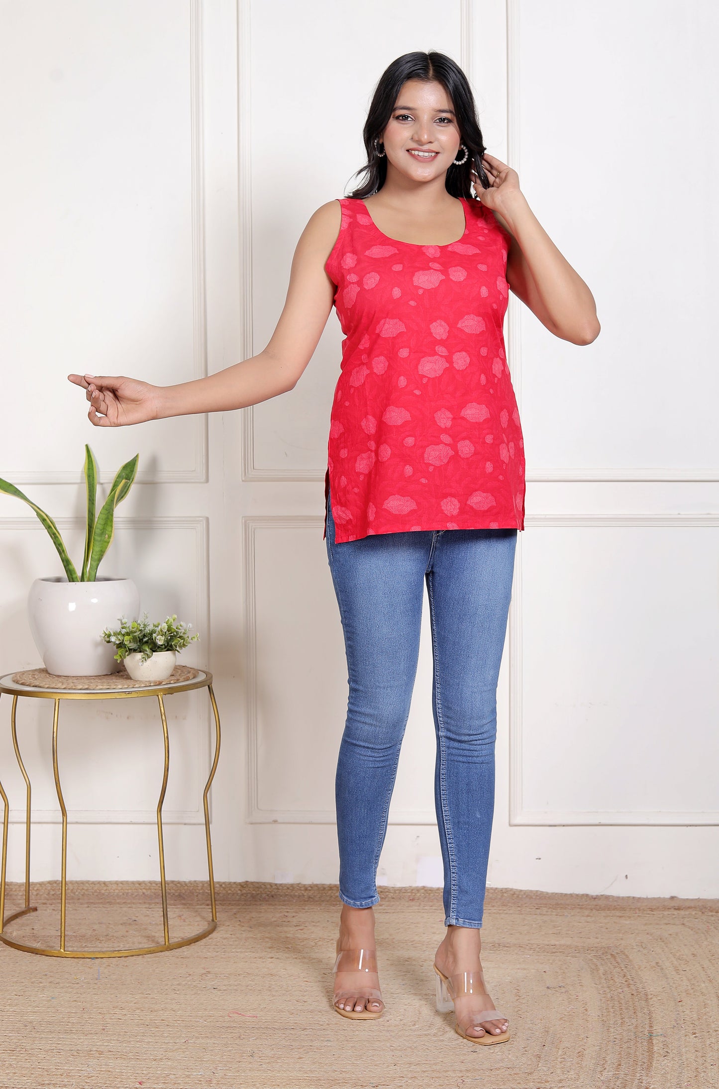 Maroon Azhak Print Short  Kurti