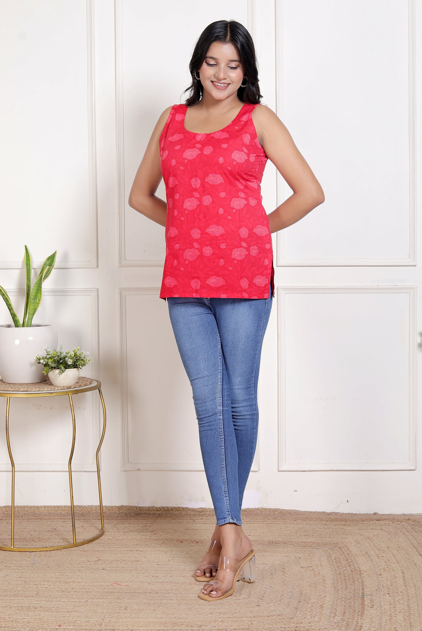 Maroon Azhak Print Short  Kurti