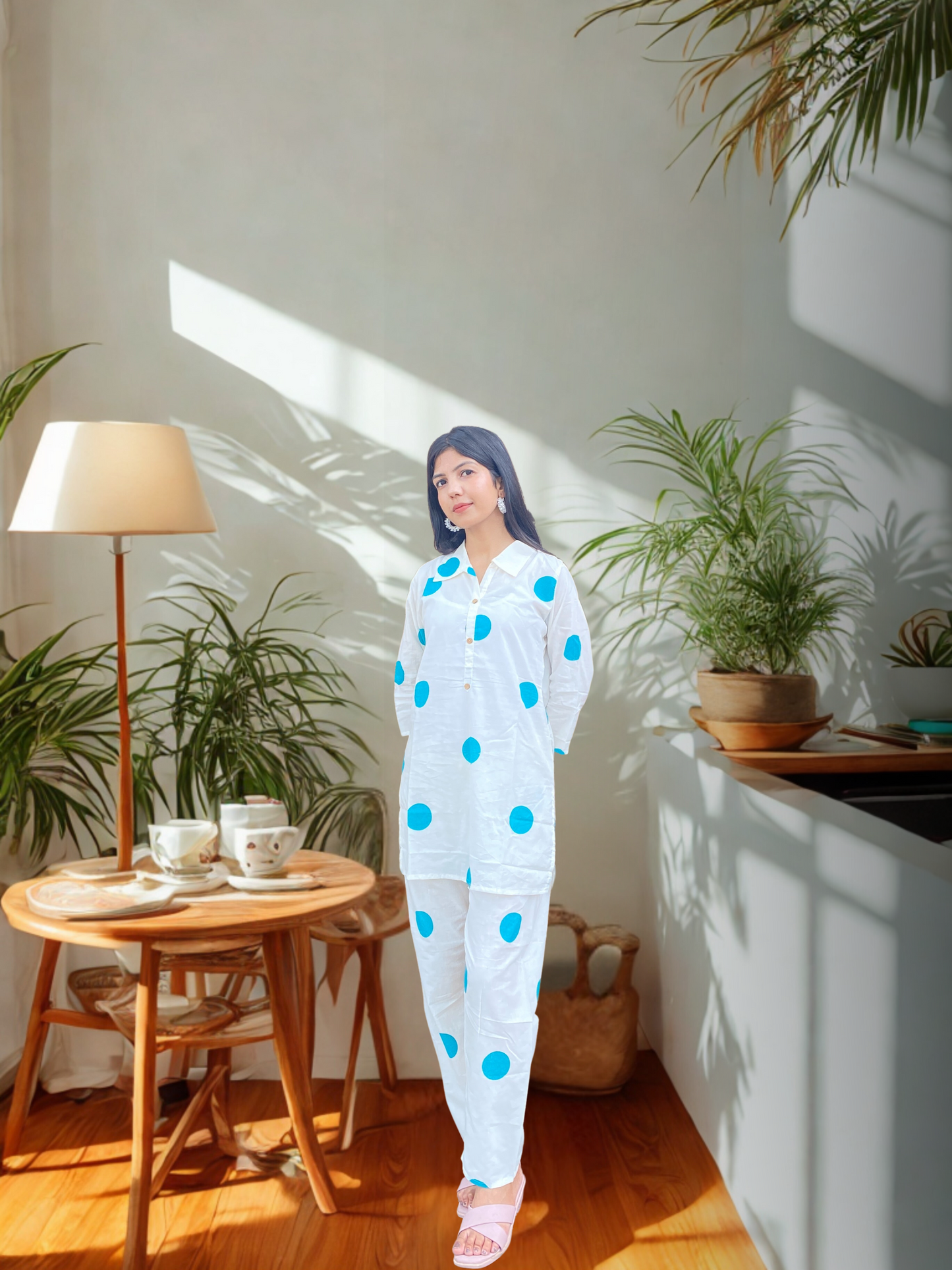 Chic Pure Cotton Polka Dot Coord Set