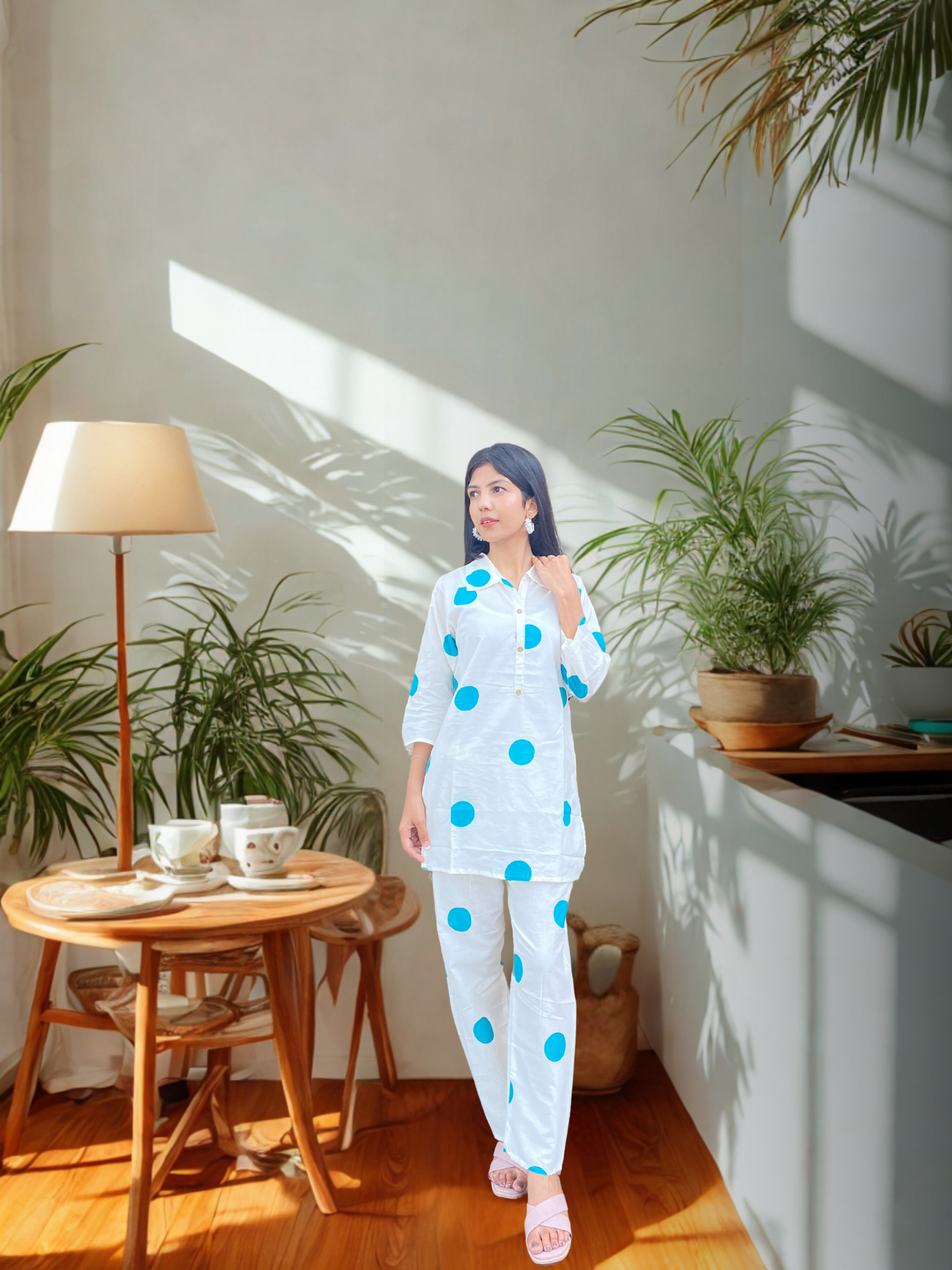 Chic Pure Cotton Polka Dot Coord Set