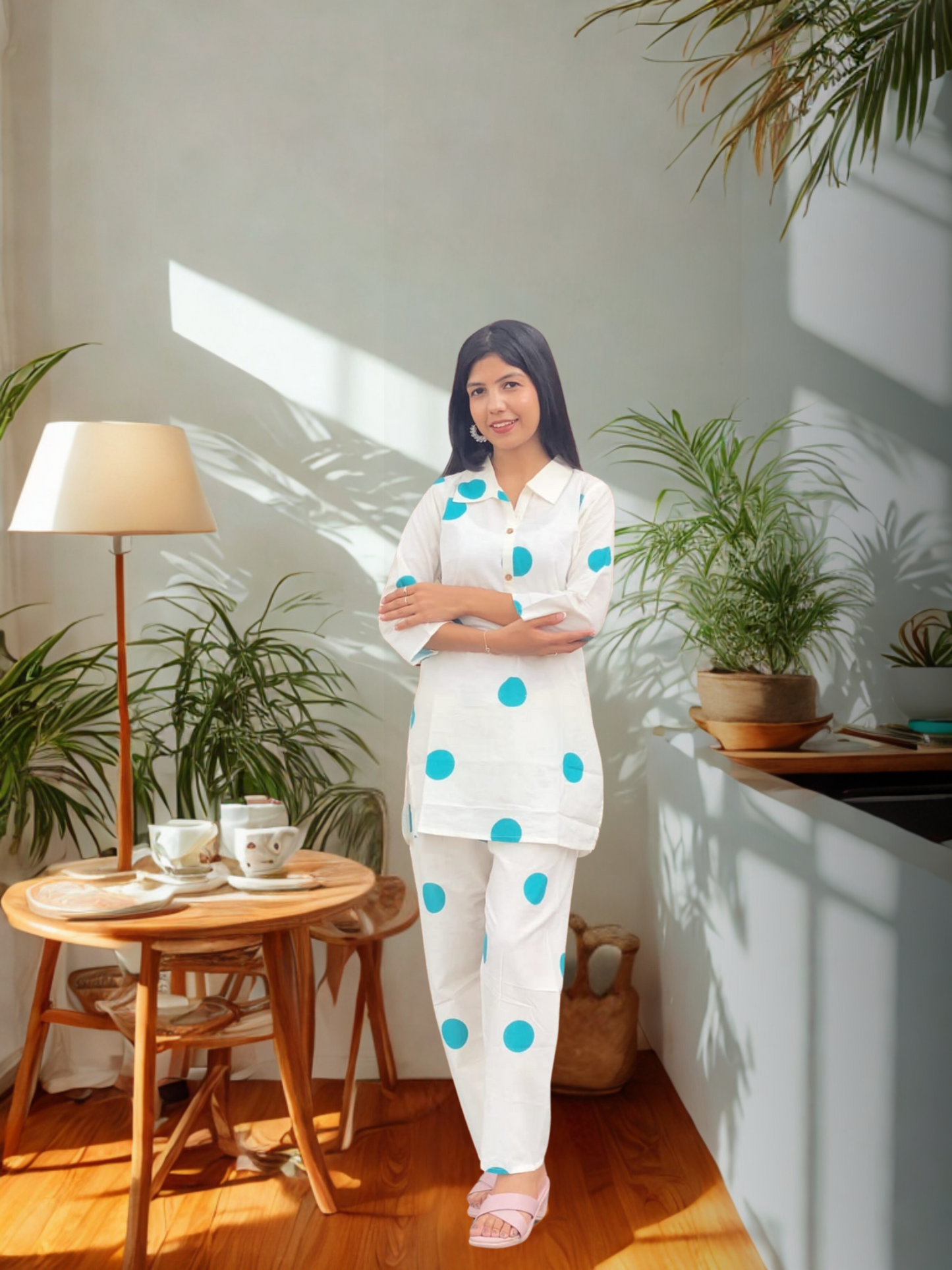 Chic Pure Cotton Polka Dot Coord Set