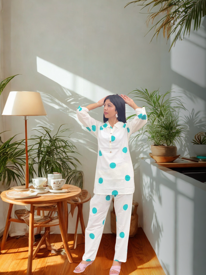 Chic Pure Cotton Polka Dot Coord Set