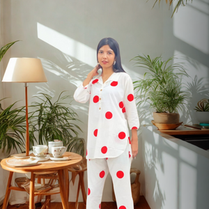 Chic Pure Cotton Polka Dot Coord Set