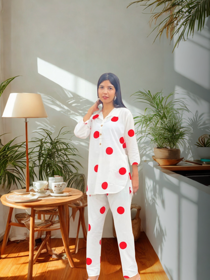 Chic Pure Cotton Polka Dot Coord Set