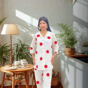 Chic Pure Cotton Polka Dot Coord Set
