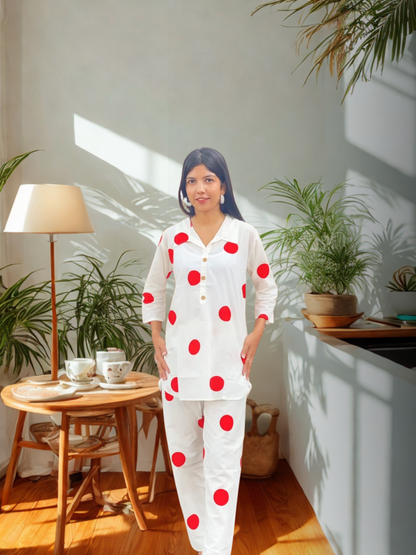 Chic Pure Cotton Polka Dot Coord Set