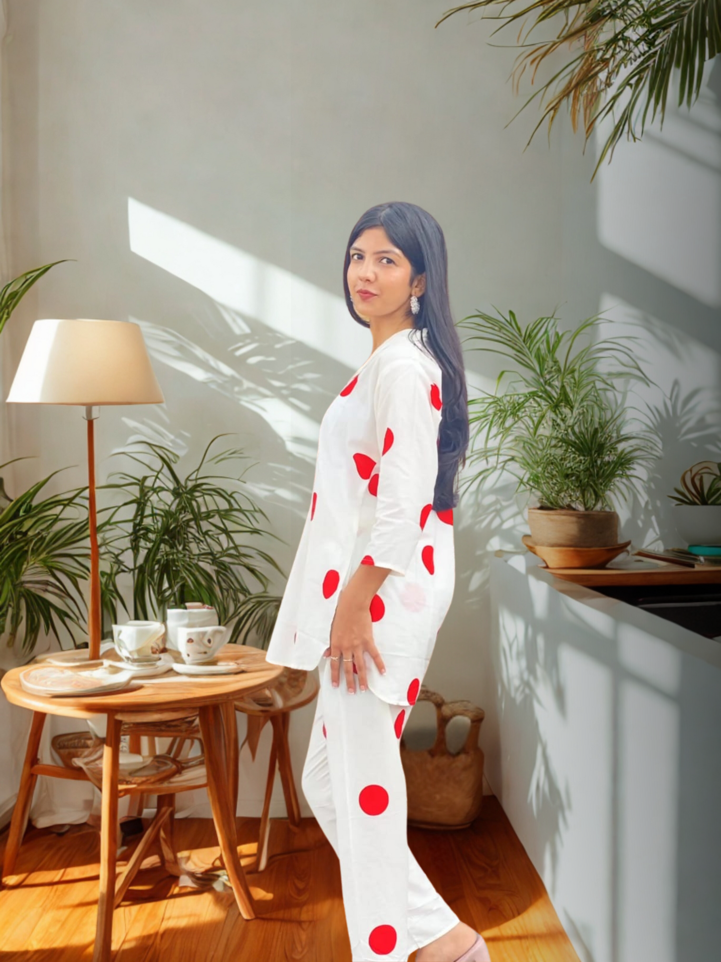 Chic Pure Cotton Polka Dot Coord Set