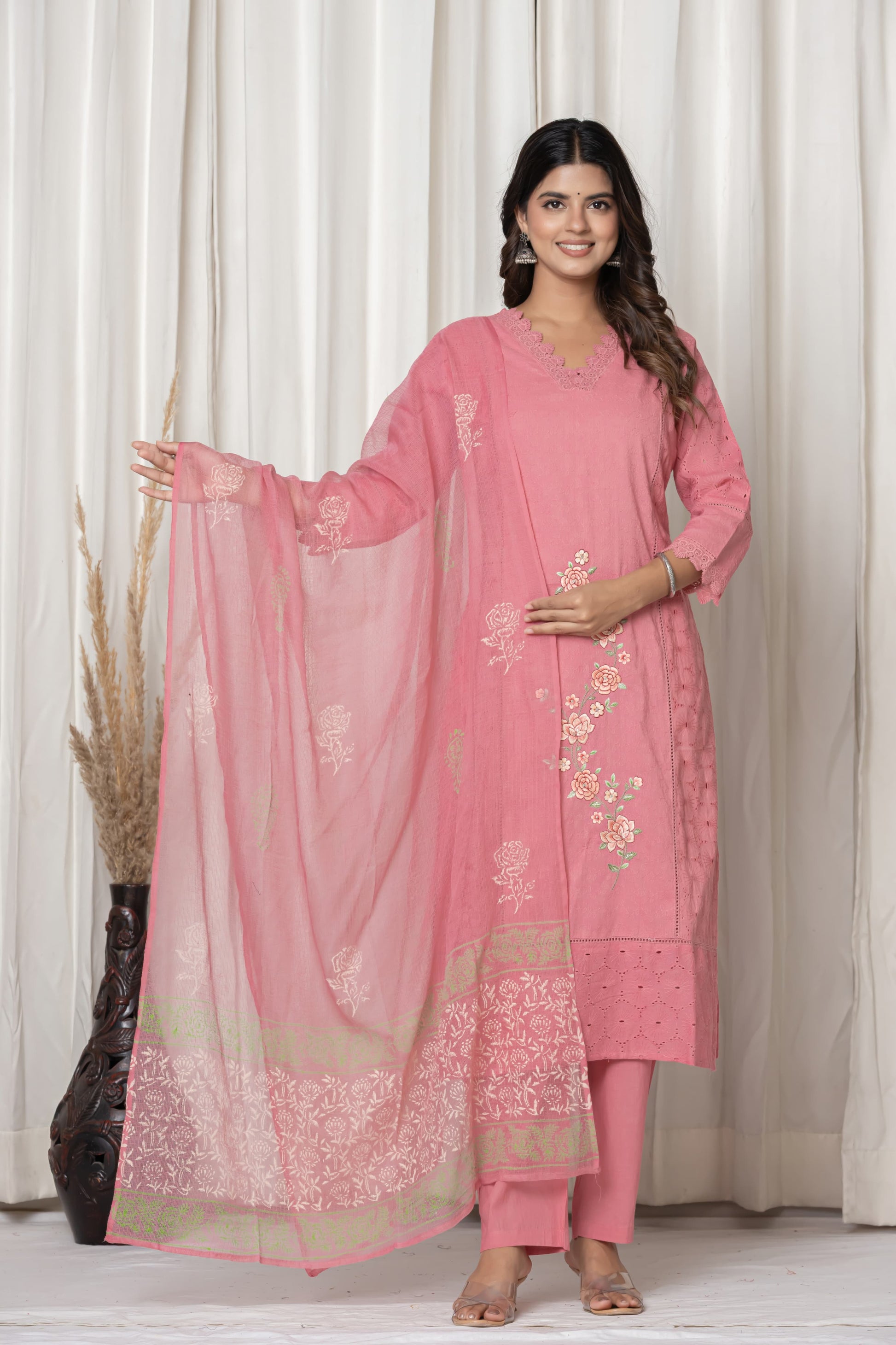 Peach Color Premium Cotton Suit
