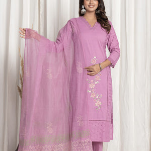 Premium Purple Cotton Suit