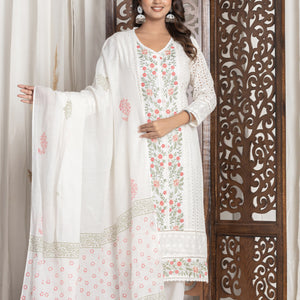 Embroidered White Kurta Set