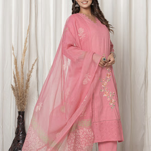 Peach Color Premium Cotton Suit