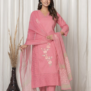 Peach Color Premium Cotton Suit