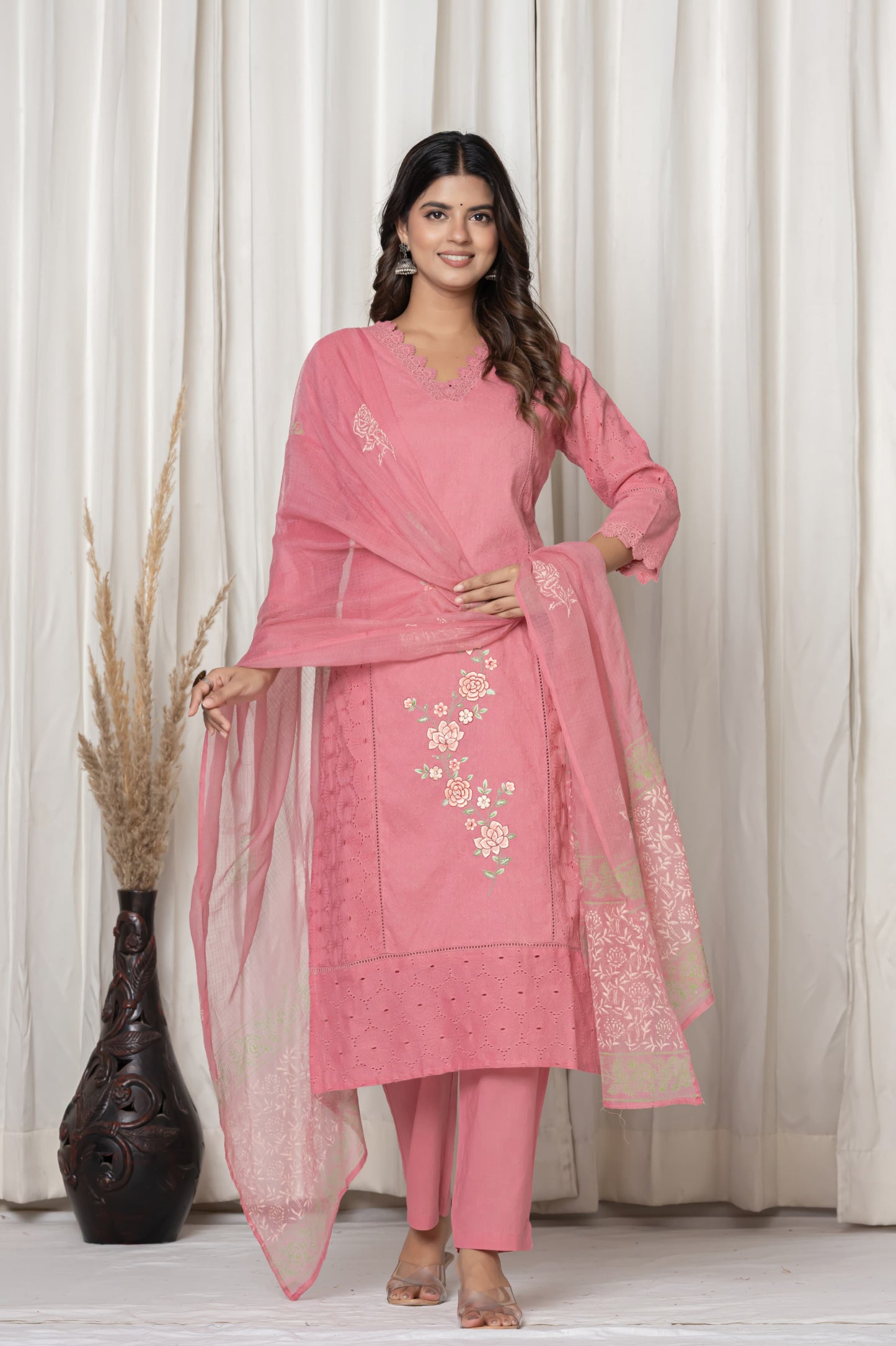 Peach Color Premium Cotton Suit