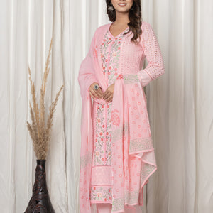 Peach Embroidered Kurta Set