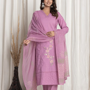 Premium Purple Cotton Suit