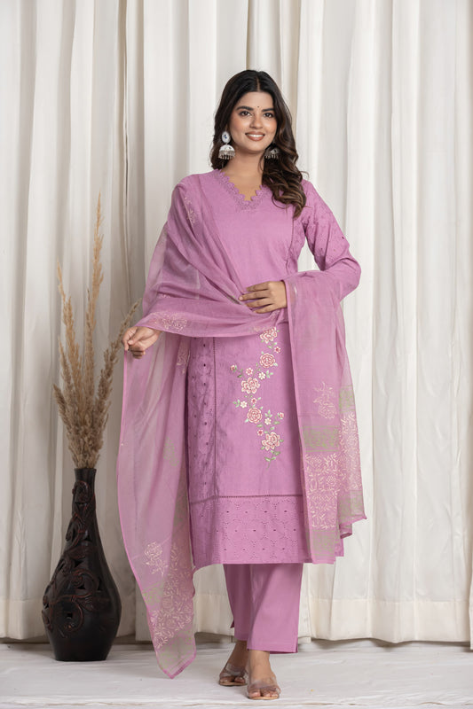 Premium Purple Cotton Suit