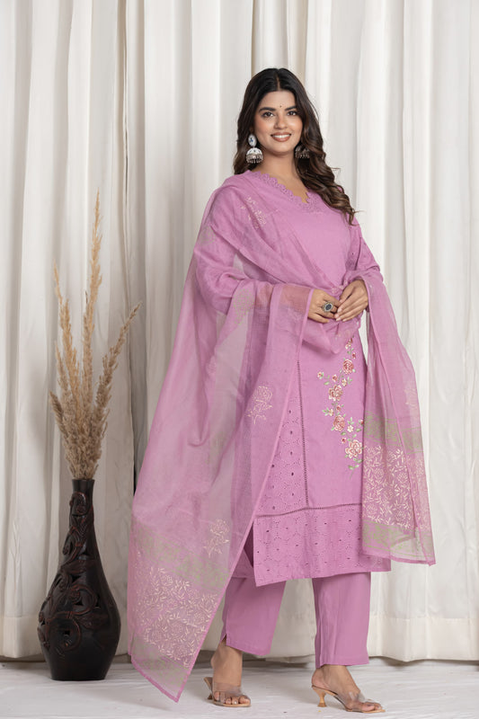 Premium Purple Cotton Suit