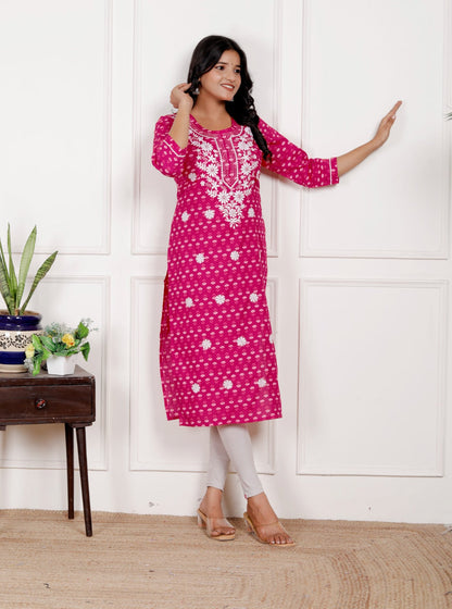 Cotton Full Embroidery Kurti