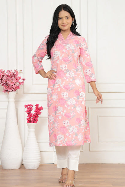 V neck Cotton Kurti