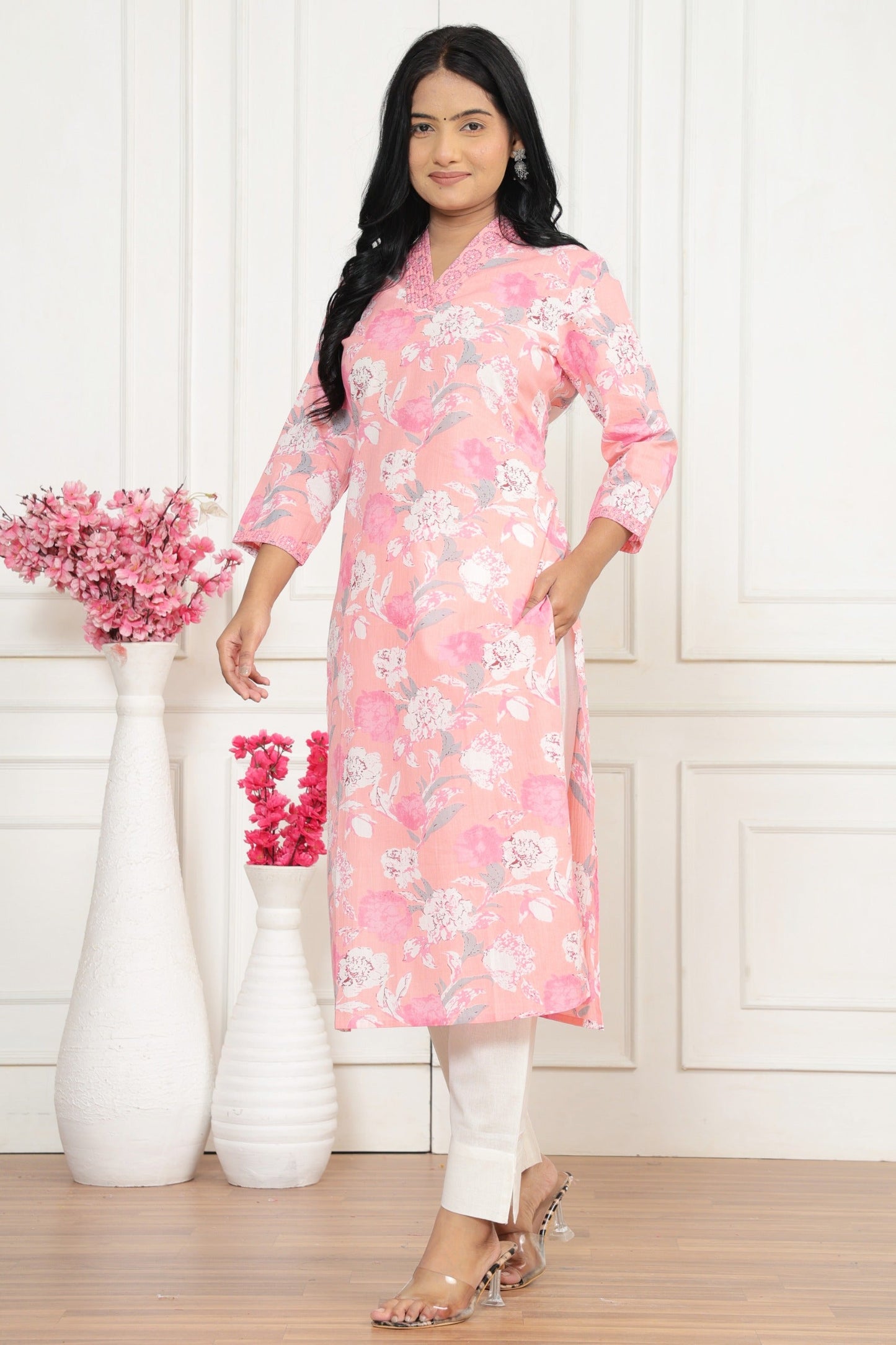 V neck Cotton Kurti