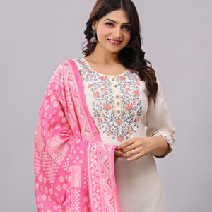Khadi Cotton Embroidery Suit Set