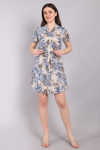 Rayon Printed Mini Dress,