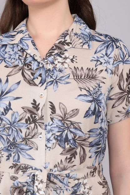 Rayon Printed Mini Dress,