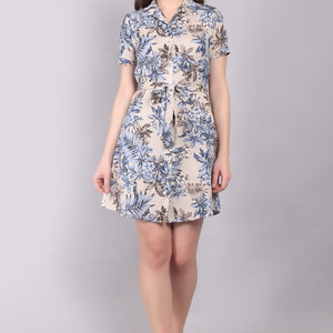 Rayon Printed Mini Dress,