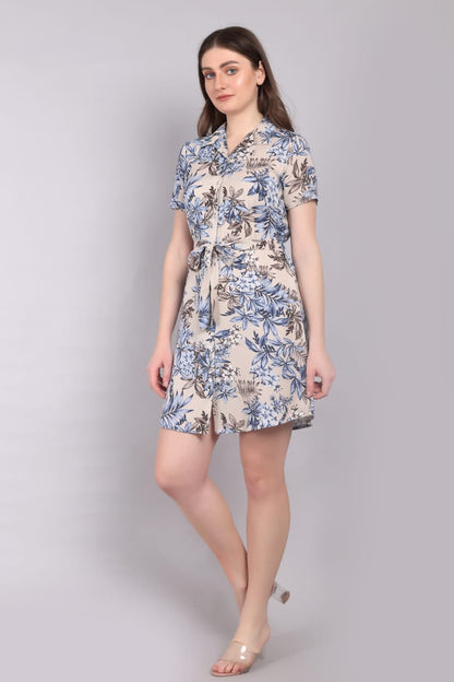 Rayon Printed Mini Dress,