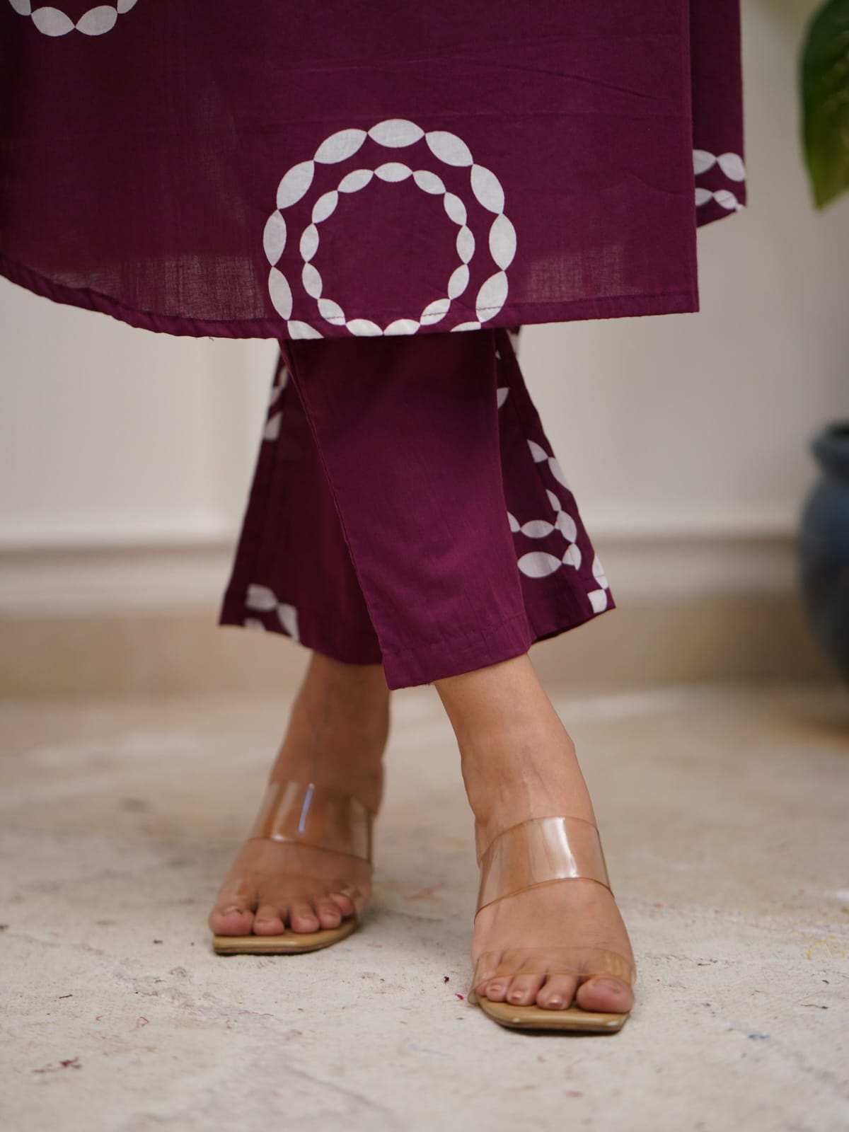 Premium Handwork Kurti Pant Set – Mehroon