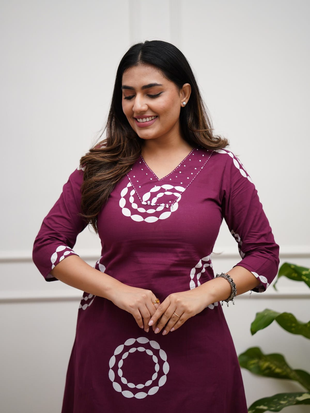 Premium Handwork Kurti Pant Set – Mehroon