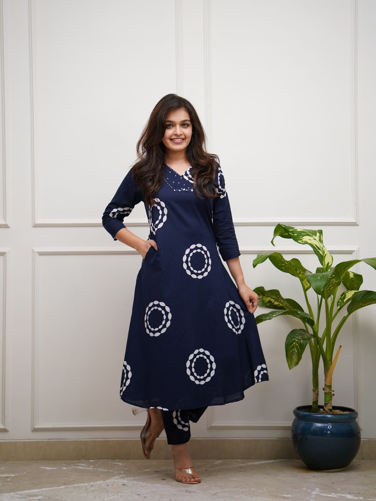 Premium Handwork Kurti Pant Set -Blue