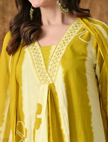 Yellow Royal Rayon Dupatta Suit Set