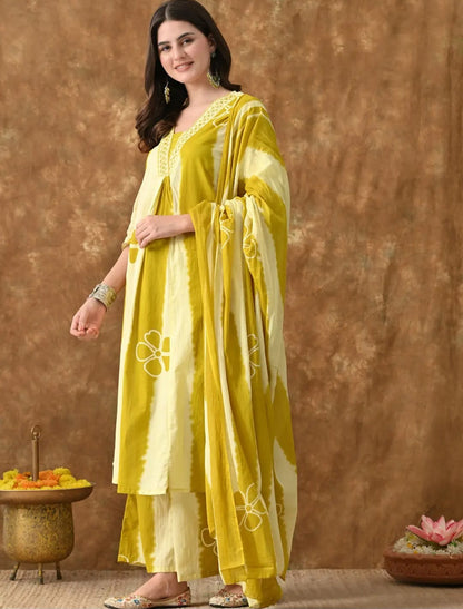 Yellow Royal Rayon Dupatta Suit Set