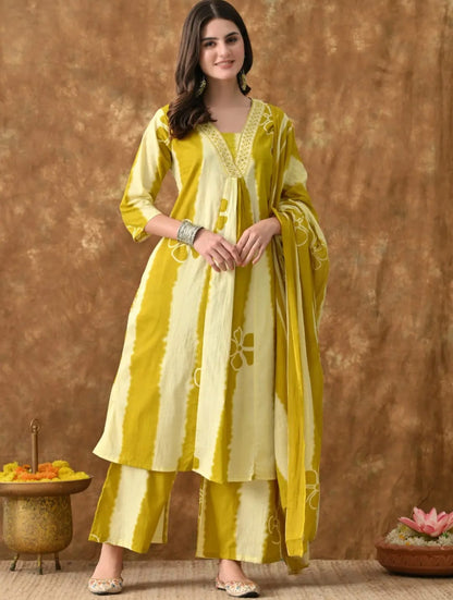 Yellow Royal Rayon Dupatta Suit Set