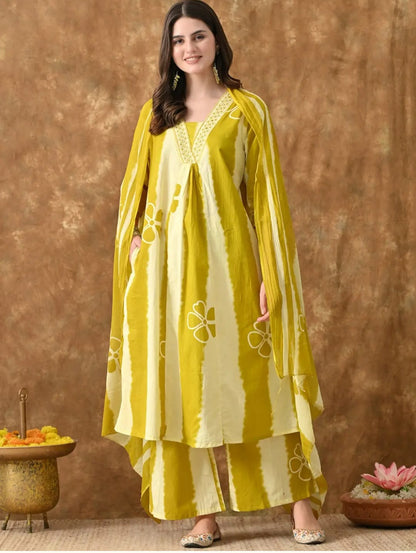 Yellow Royal Rayon Dupatta Suit Set