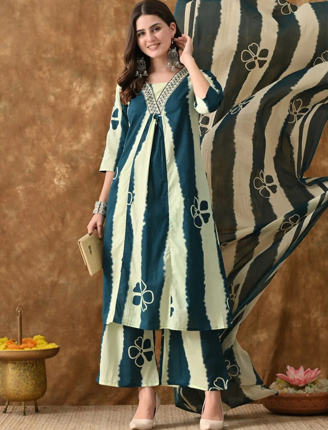 Green Royal Rayon Dupatta Suit Set