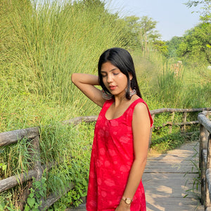 Maroon Azhak Print Kurti Pant Set