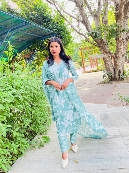 Pure Cotton Floral Print 3-Piece Set