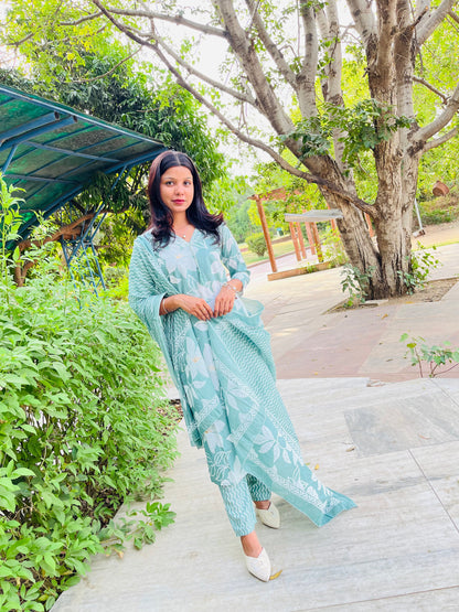 Pure Cotton Floral Print 3-Piece Set