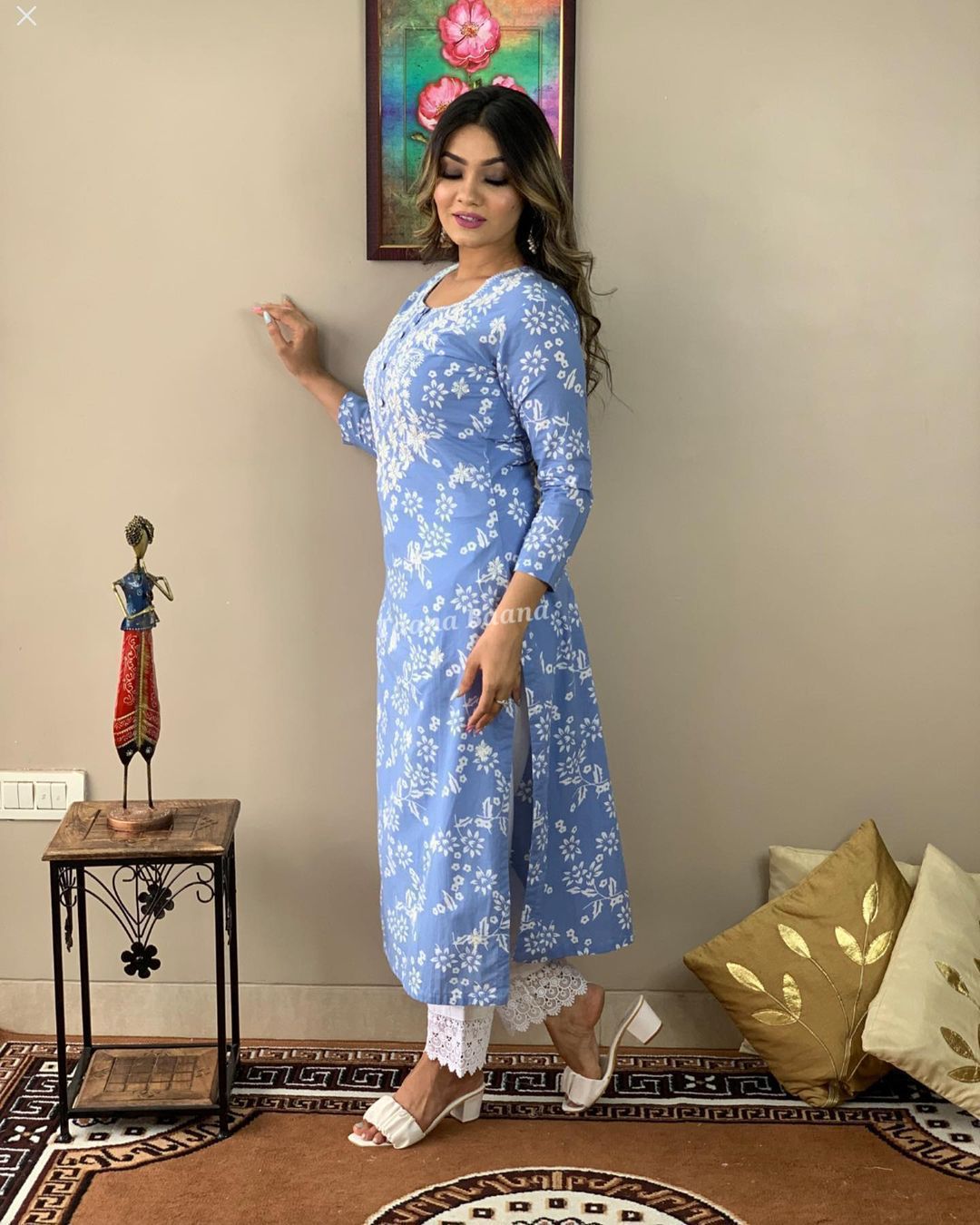 Rayon Embroidered Kurta and Pant Set