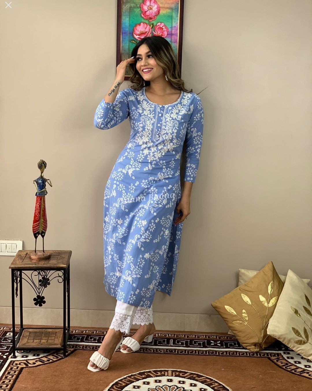 Rayon Embroidered Kurta and Pant Set