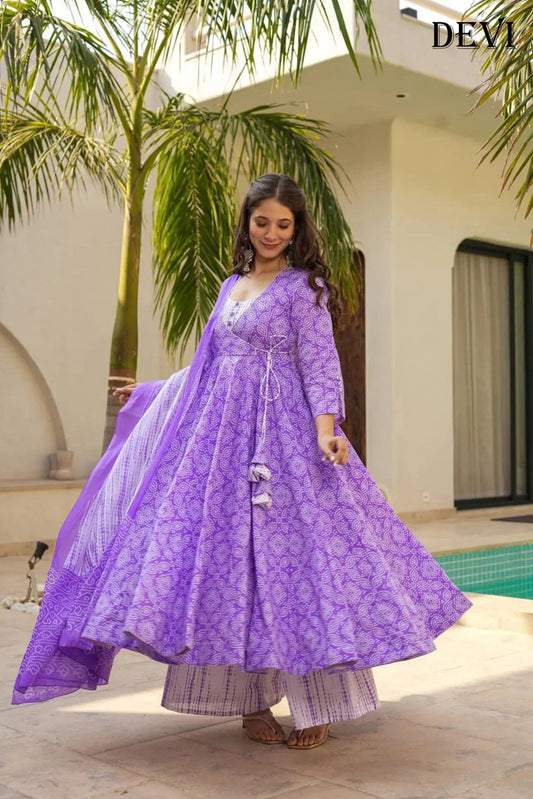 Party Wear Anarkali Set with Pant & Dupatta
