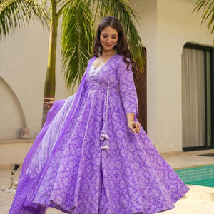 Party Wear Anarkali Set with Pant & Dupatta