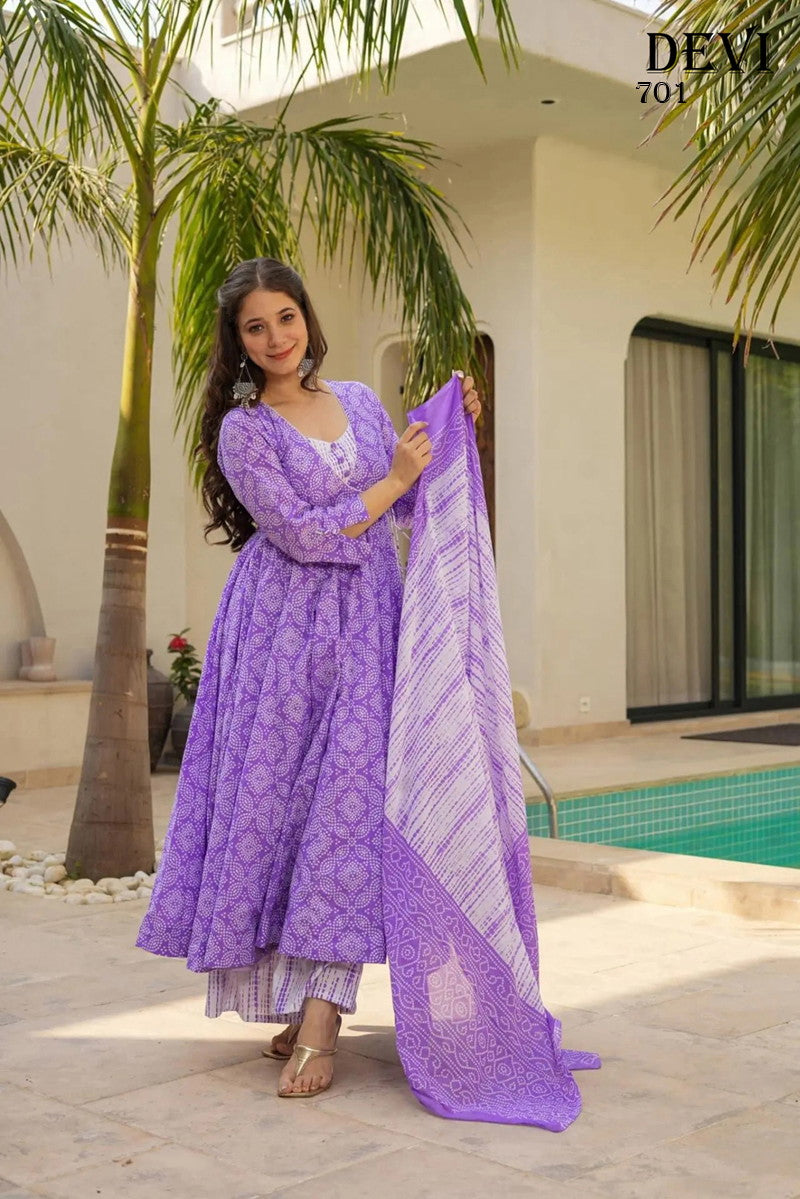 Party Wear Anarkali Set with Pant & Dupatta