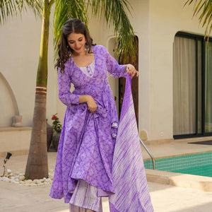 Party Wear Anarkali Set with Pant & Dupatta