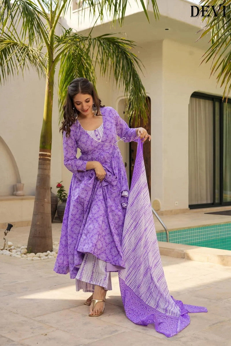 Party Wear Anarkali Set with Pant & Dupatta