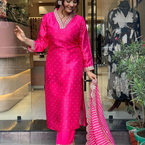 Women’s Embroidered Kurta, Salwar & Dupatta Set