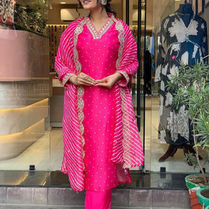 Women’s Embroidered Kurta, Salwar & Dupatta Set